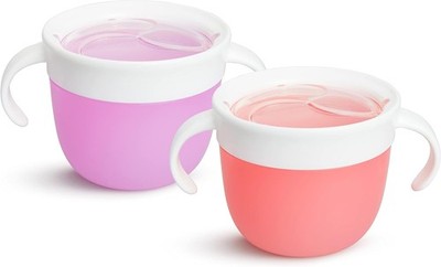 Munchkin 2 Stück Snackfänger Kleinkind Snackbox & Baby Entwöhnungstopf rosa lila
