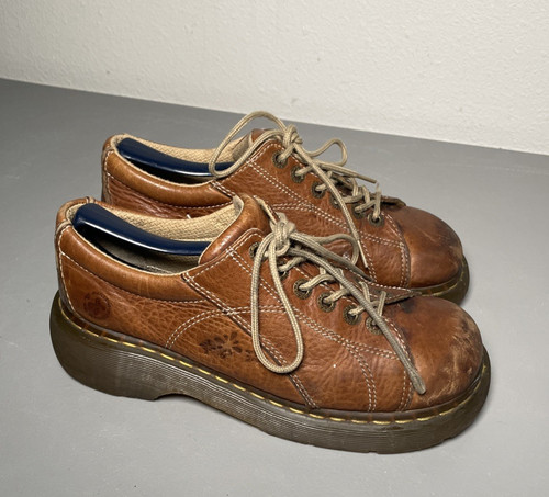 Vintage Dr. Martens Oxford Shoes Women's 9 Leather Chunky Daisy Flower Y2K 12283