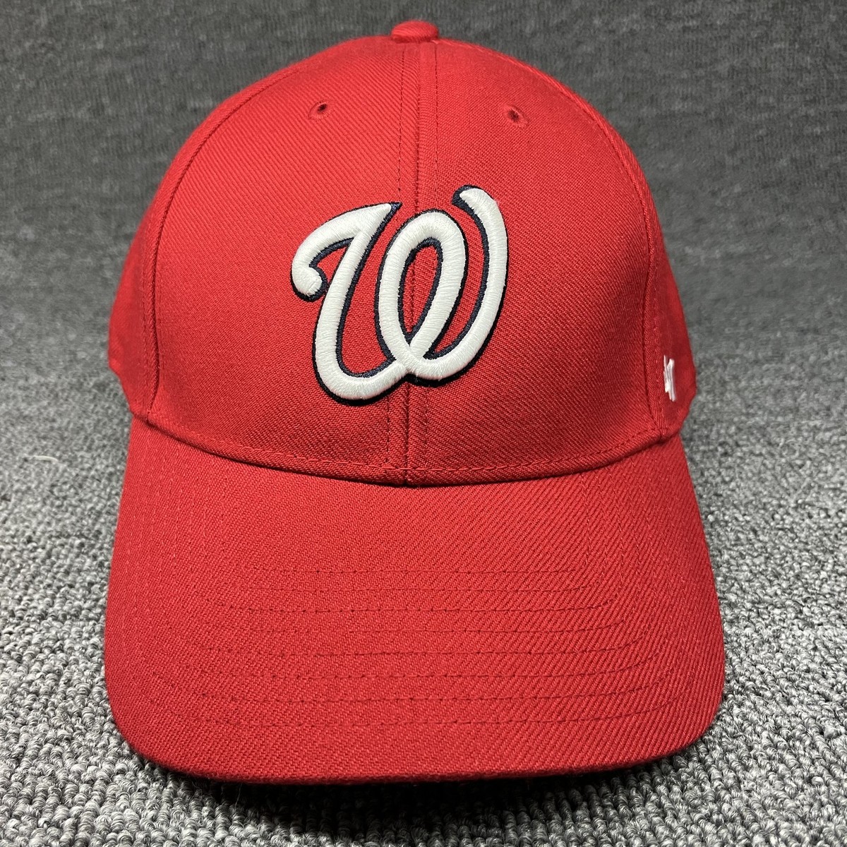 Washington Nationals '47 Brand MVP Red Snapback Hat Script W MLB Curved Brim