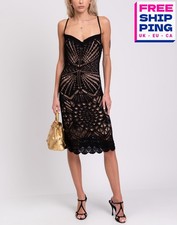 Abito tubino DSQUARED2 RRP€1350 taglia S maglia aperta foderato con spalline Made in Italy