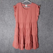 Knox Rose Dress Women M Pink Tiered Shirt Gauze Ruffle Sleeve Slab Boho Casual