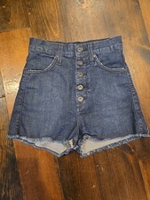 James Jeans Womens Button Fly High Waist Denim Shorts Blue Size 24