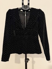 Express Black Velveteen Glitter Dot V-neck Lo...