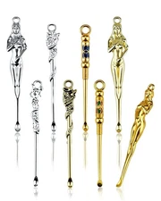 8 PCS Tiny Shovel Spoons, Metal Small Spoons, Portable Scoop Necklace Charms ...