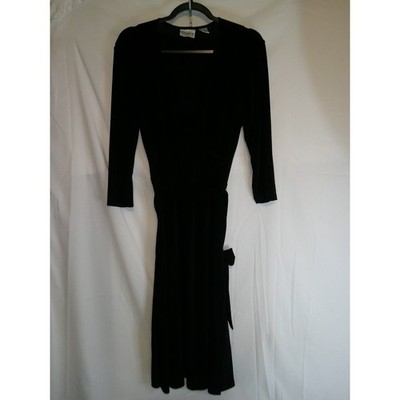Chicos Travelers Black Wrap Dress Sleeve Tie Waist Christmas New Years Size  1
