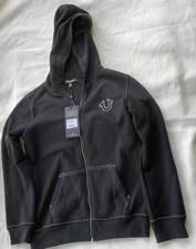 True Religion Black Full Zip Up Hoodie Stitch Logo Black Kids Size XL