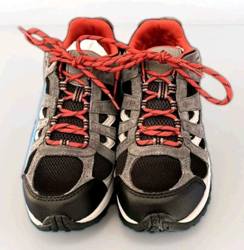 Columbia Redmond Low Waterproof Trail Hiking Shoes Size 6 Suede Red Grey - Image 2 of 4