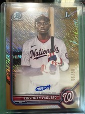 2022 Bowman Chrome Cristhian Vaquero True Gold Refractor Auto 6/50