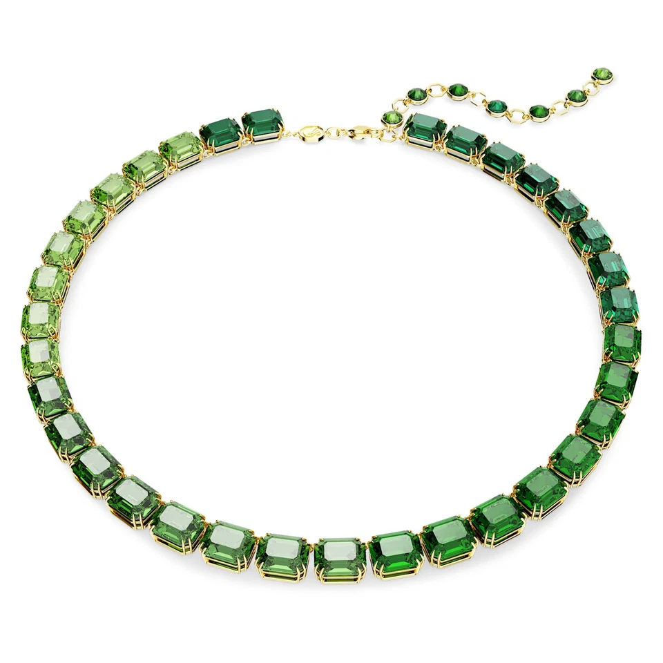 Swarovski Millenia Necklace, Octagon, Color Gradient, Green, Gold-Tone 5671257