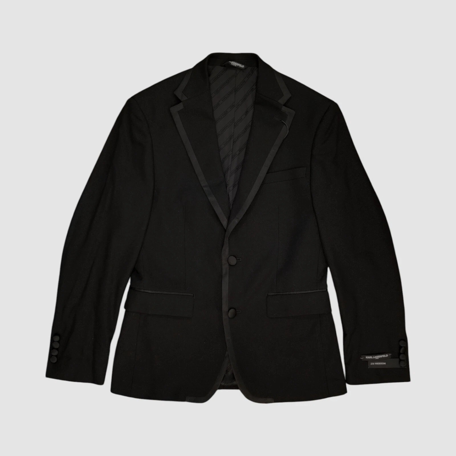 Мужской костюм-смокинг Karl Lagerfeld Modern fit из 2 частей 44 L 37 черный стрейч с завышенной талией 21690₽