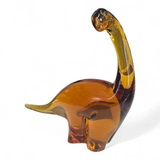 VINTAGE V. Nason & Co. Large 12" Murano Glass Amber Apatosaurus Dinosaur RARE