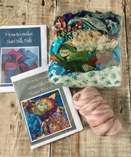 Sari Silk Felt Brooch Kit - (wet felting).