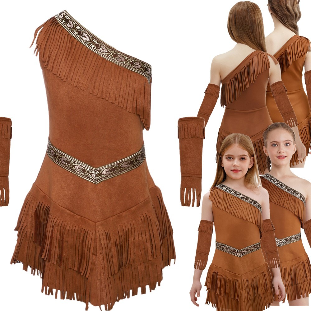 Girls Set Indigenous Outfit Show Dress Up Indians Skirt Festival