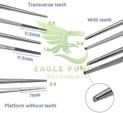 Neurosurgery Micro Tweezers Set of 5 pcs Surgery Forceps With teeth Neuro Surgic