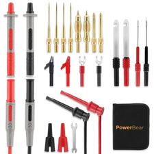 PowerBear 25PCS Multimeter Test Leads Kit with Probes, Clips & Storage Bag