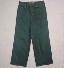 Judy Blue Jeans Womens 7/28 Teal High Rise Wide Leg Crop Tummy Control JB88806