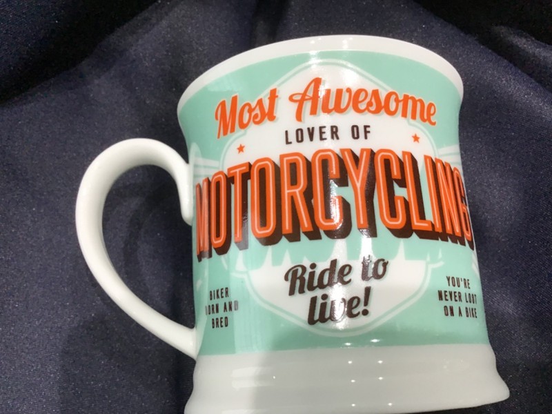 HISTORY & HERALDRY LOVE OF MOTORCYCLING diner style MUG NEW! TAG! EXCELLENT! 🏍️