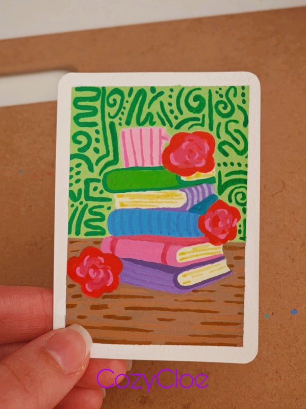 TBR Forever | BookTok Series | Original Book Stack ACEO by CozyCloe