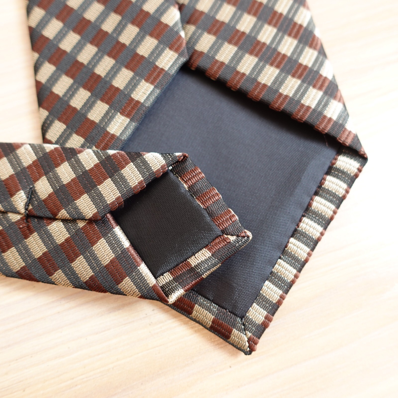 Neck Tie Mens Brown Black Plaid Solid Basic Suit … - image 8