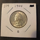 1944-D Washington Silver Quarter In About Uncirculated Condition