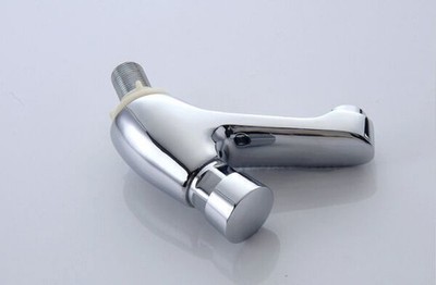 Chrome Time Delay Faucet Touch Press Auto Self Closing Only Cold Saving Tap