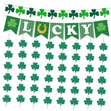 St. Patrick's Day Decorations Include Lucky Banner Shamrock Felt Banner 8 PCS