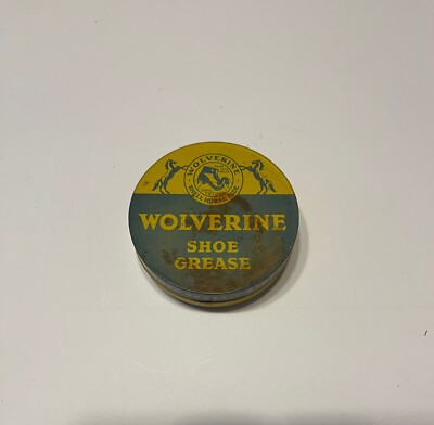 Vintage Wolverine Shoe Grease Shell Horse Hide Tin Rockford MI Full