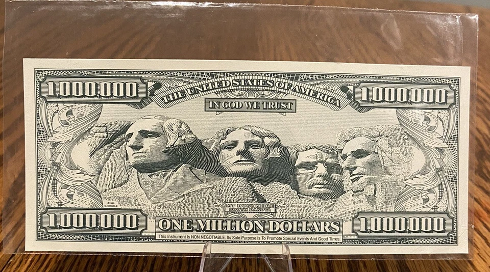 $1,000,000 One Million Dollar Bill Liberty Rushmore 2001 Vintage FANTASY NOTE - Image 2 of 2