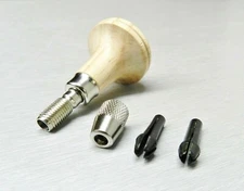 Hand Chuck Wooden Mushroom Wood Handle Pin Vise Tool 2 Collets Hold 0-1/8" JTS