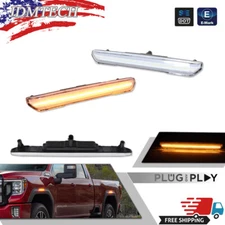 2PCS/Set For 20-24 GMC Sierra 2500 3500 Clear Lens Amber LED Side Marker Lights