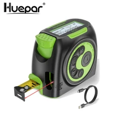 Huepar 2-in-1 Laser Tape Measure,197Ft Rechargeable Laser Measurement Tool & LCD