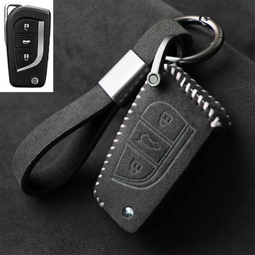 Full Suede Covered Key Fob Remote Protector Holder Cover Case For Toyota B - Picture 5 of 9