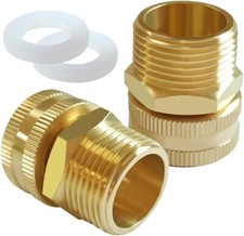 2PCS Brass Garden Hose Swivel Connector 3/4"GHT Female to 3/4"GHT Male Thread