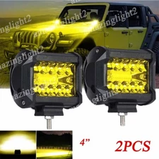 2PCS 4inch Yellow LED Pods Light Cube Spot Beam Driving Lights Fog Lamp For Jeep