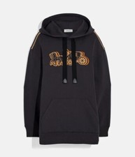 Coach Oversized Horse  Carriage Hoodie Made in Peru Black Medium M