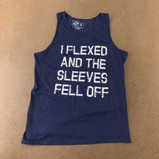 Crazy Dog Men's Size large Navy I Flexed & The Sleeves Fell Off Funny Tank New