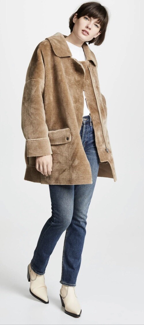 Small Teddy Sherpa Jacket Faux Fur Tan 