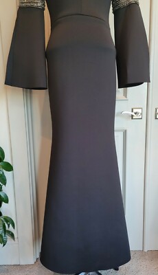 Badgley Mischka stunning black scuba mermaid Maxi Dress sz 4 S NWT $840  beaded | eBay