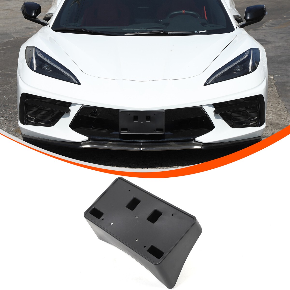 Black ABS Front License Plate Bracket Holder For Corvette C8 2020
