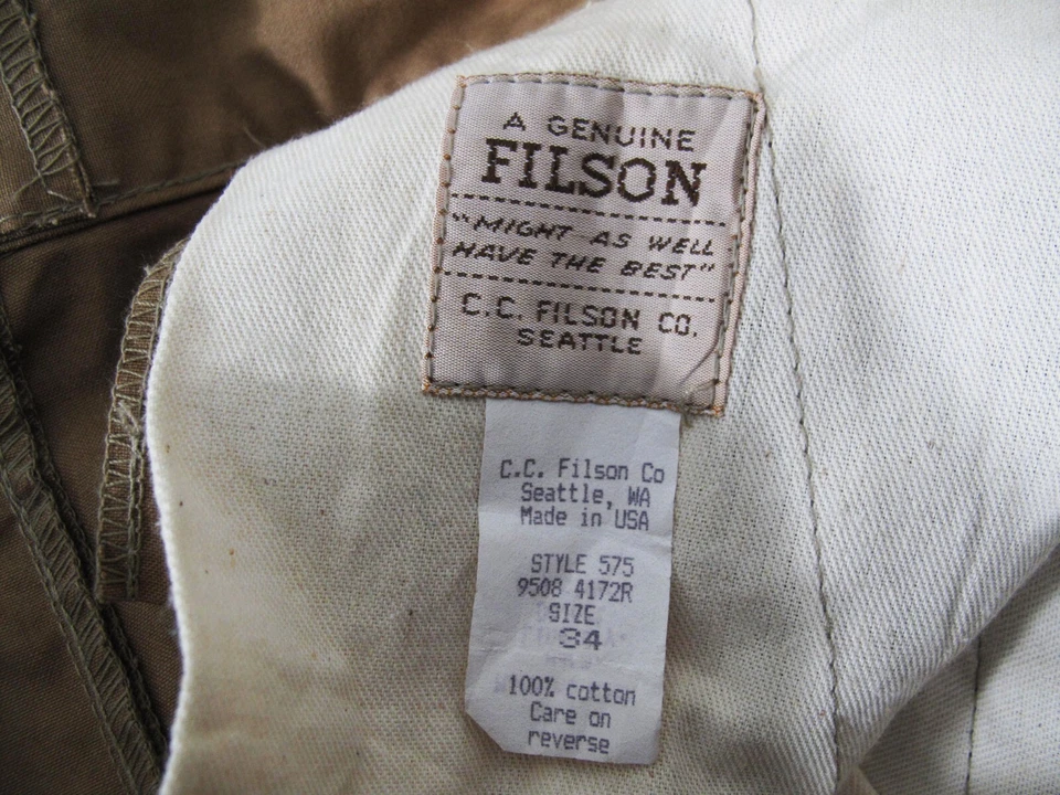*HOT USA Men FILSON 575 HUNTING CAMPING DOUBLE KNEE SUSPENDER WAXED Pants 34 x32 - Image 4 of 4