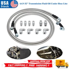 6AN 52" Transmission Fluid Oil Cooler Hose Line Kits For GM Chevy Ford GMC Cars