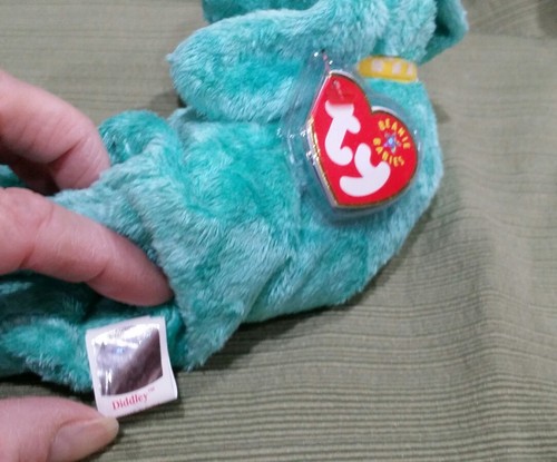 Ty Beanie Baby Diddley the Green Dog - 2001 MWMT Retired - Picture 2 of 5