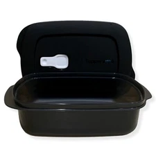 Tupperware Crystalwave Plus Microwave Rectangular Dish Black NEW!