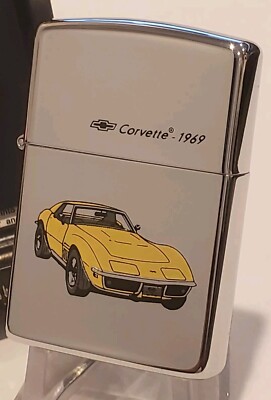 Vintage 1993 Zippo Lighter 1969 GM CHEVY CORVETTE STINGRAY 350