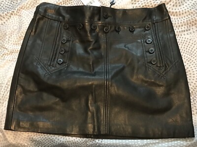 POLO Ralph Lauren Black Leather Nautical Sailor Mini Skirt Size 6, 8, 10