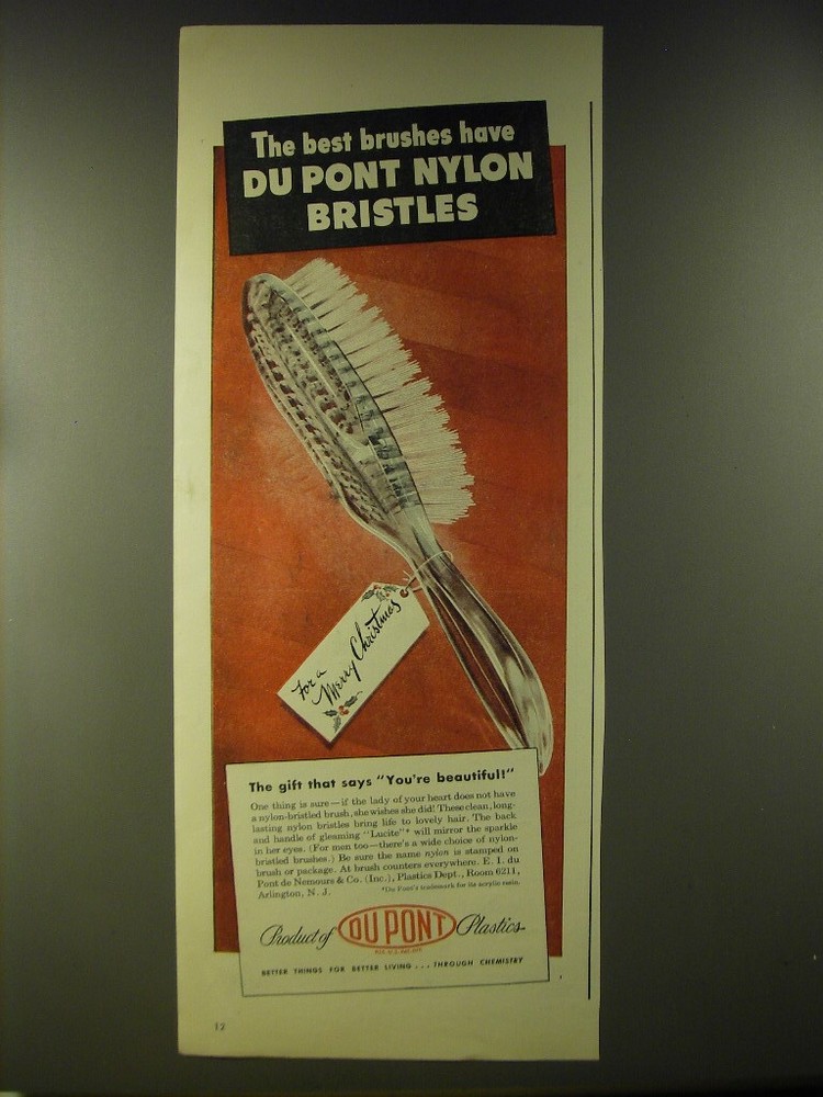 1946 Du Pont Nylon Ad - Best Brushes Feature Du Pont Nylon Bristles