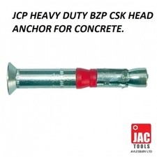 JCP HEAVY DUTY CSK HEAD ANCHOR BOLTS BZP FOR CONCRETE 10 - 18MM DIA THROUGHBOLT