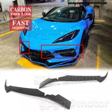 For Corvette C8 Z51 2020-2025 Carbon Fiber Add-On Front Bumper Splitter Canards