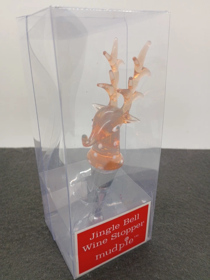 Tapón de vino botella de reno de vidrio Mudpie Foto 2 de 4