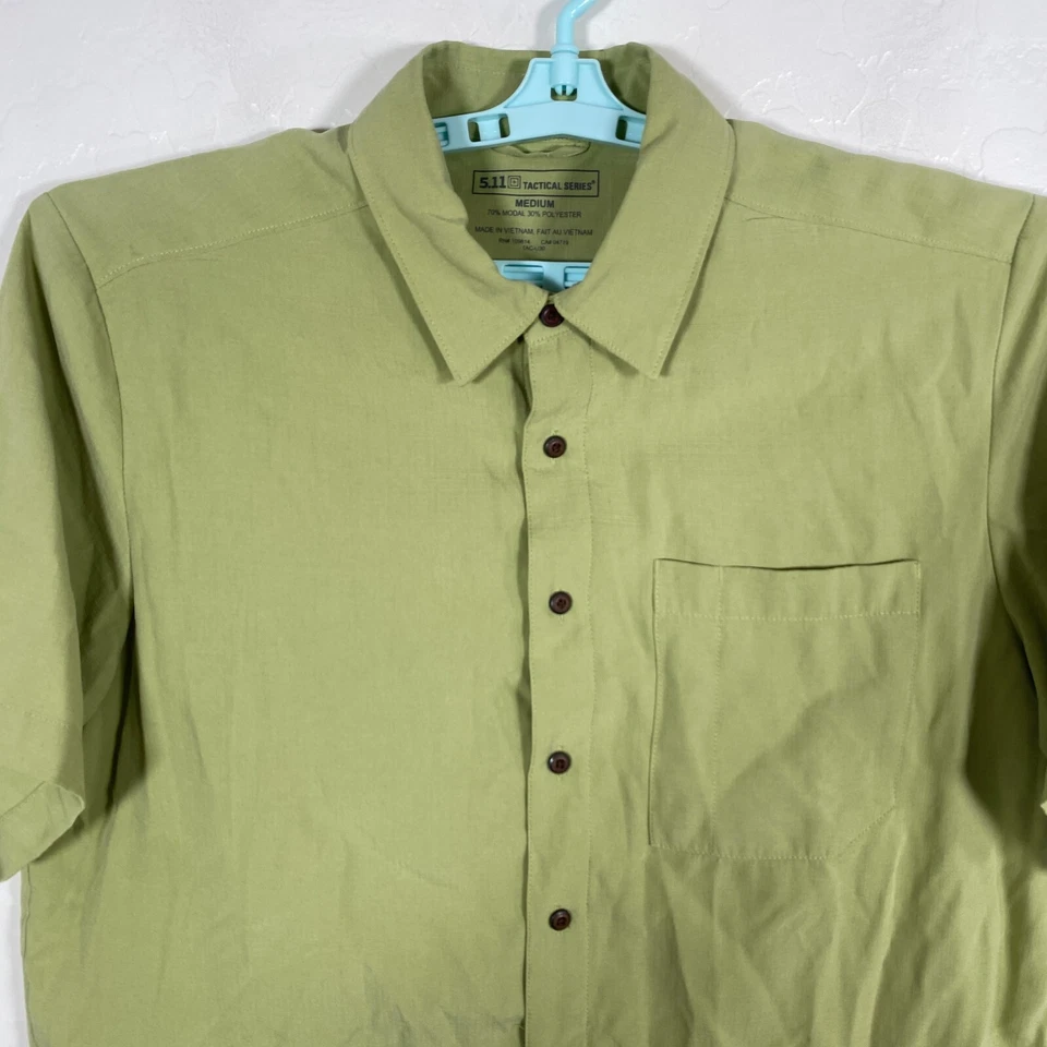 5.11 Tactical Shirt Mens Medium Green Snap Button Up Short Sleeve Conceal Carry - Image 2 of 4